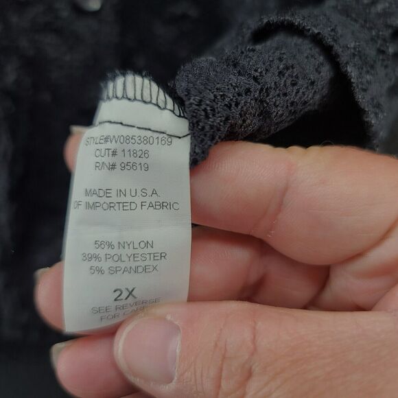 John Paul Richard Womans Button Up Black Size 2X Nylon Blend Long Sleeve Sheer - Picture 7 of 12